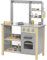 Kids Toy Kitchen, Wooden Children Play Kitchen with Oven, Hob, Pots Pans and Dessert Models, Children's Chef Role Pretend Play Set for Boys Girls