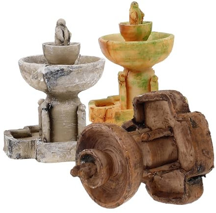 Milisten 3pezzi Fontanelle Miniature in Resina Per Decorazione Da Tavolo Ornamento Giardino Miniatura Leggero e Portatile Simulazione Paesaggio Naturale Per Interni Ed Esterni