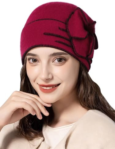 Superora Damen Hüte 100% Wolle Frauen Elegante Hut Winter Warm Berets Vintage Eimer Hut Blumen Bowler