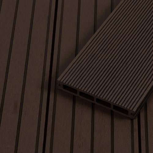 HORI WPC Terrassendiele Braun | Terrassenplatten | beidseitig verwendbar | Terrassenboden | Dielen | WPC Holzfliesen | Terrasse Garten | Hohlkammer | Antigua | Dielenlänge: 2200 x 146 x 21 mm