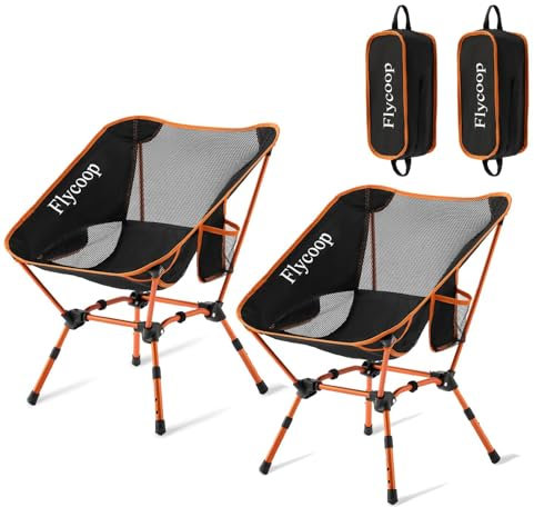 Flycoop Campingstuhl Faltbar Höhenverstellbar Camping Stuhl Tragbarer Campingstühle 180Kg Faltstuhl Ultraleichter Packmaß Kleiner Klappstuhl mit Tragetasche für Picknick, Outdoor, Wandern