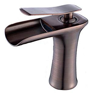 Moderner Wasserfall-Waschtischarmatur, verchromt, Einhebelmischer, massives Messing, Designer-Stil, polierter Waschtischarmatur, Braun