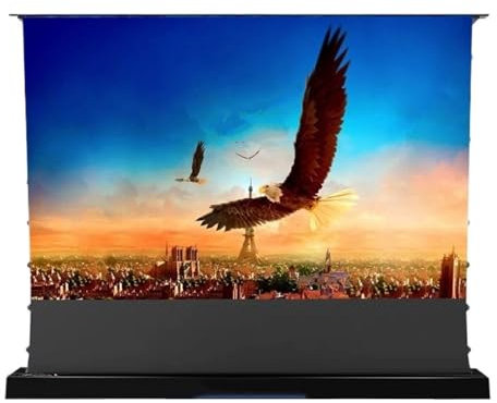 CQJJXKYC screen 72-120 Inch Motorized Electric Tab Tension Floor Rising Anti-light Projector Screen For UST Laser 4k Projector smart home(100 inch)