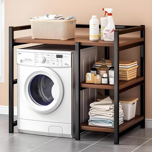 Lagerregal über der Waschmaschine,Regal über Waschmaschine,waschmaschine regal,Waschmaschinenschrank,waschmaschine und trockner schrank,Platzsparendes,für Badezimmer Waschküche(Black,L90cm/35.4in)