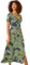 Roman Originals Floral Print Dress for Women UK Ladies Sweetheart Neck Ruched Midi Maxi Long Length Short Sleeve Flattering Casual Summer Spring Party Evening Going Out - Floral Lime Navy - Size 18