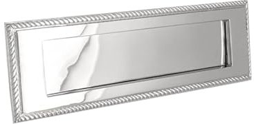 Infinity Decor Polished Chrome Georgian Style Solid Brass Letter Postal Plate with Heavy Sprung Mechanism - for Exterior Front Doors