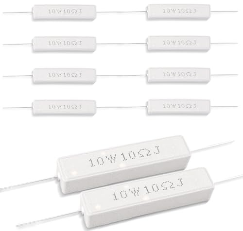 Innfeeltech 10 Stück 10W 5% Toleranz 10 Ohm Keramikzementwiderstand für Heimwerkerprojekte und Experimente