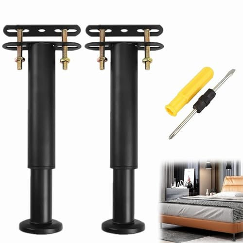 Rakiuty Pied de Lit Universel, Pieds de Sommier, Pied de Lit à Visser, Robuste Réglable, pour Sommier à Lattes, Armoire, Canapé, Noir, Lot de 2 (18-31 cm)