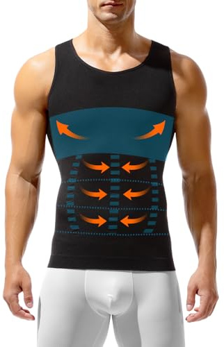 Arjen Kroos Men's Compression Vest Slimming Body Shaper Muscle Undershirts | Tummy Control Shapewear,Support Tank Top,4-Way Stretch,Breathable,Moisture-Wicking,Daily/Gym/Business Wear