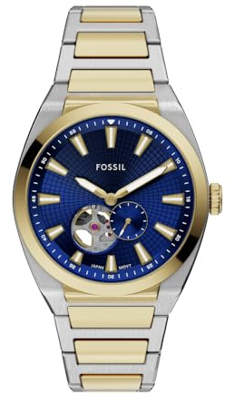 Fossil Everett Watch for Men, Automatic Three Hand Movement with Stainless Steel or Leather Strap