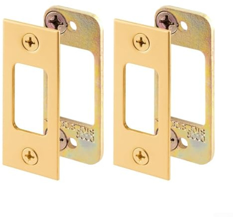 Besttoolifes High Security Deadbolt Strike Plate with Spacer Shim Door Latch Repair Kit for Enhanced Door Lock Protection(Gold-2PCS)