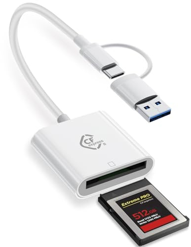 Ticenpe Lector de tarjetas CFexpress tipo B con puerto USB-A y USB-C, 10 Gbps USB 3.2 Gen2 CF Express Type B Card Reader, USB-C a CFexpress tipo B lector de tarjetas para Mac, Windows, Linux, Android