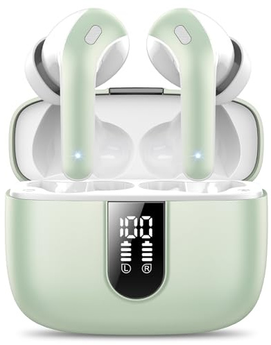 Auriculares Inalámbricos Bluetooth, Auriculares Bluetooth 5.3, 4 Mic con Reducción de Ruido ENC, 50H con Graves, Cascos Inalambricos Bluetooth IP7 Impermeable, Carga Rápida USB-C, Ajuste Cómodo