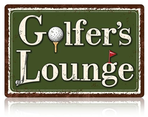 Golfers Lounge Schild, 30x20cm Retro Metallschilder mit Abgerundeten Ecken und Kleinen Löchern für Hausbar Clubhaus oder Männerhöhle