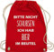 Turnbeutel Rucksack - Festival Zubehör - Bitte nicht schubsen ich hab Bier im Beutel - Unisize - Rot - bierrucksack festival-bag konzert alkohol stoffbeutel biertasche festivaltasche festivals