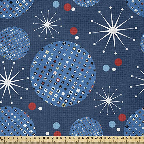 ABAKUHAUS Abstrakt Stoff als Meterware, Kreis Punkte Löwenzahn, Microfaser Multi Zweck Dekostoff für Kunsthandwerke, 3M (230x300cm), Mehrfarbig