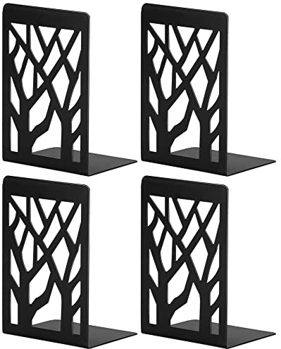Buchstützen, Buchstützen für Regale, schwere Bücher, Bücherregalhalter Heimdekoration, Metall schwarz 1 Paar, Stützen, Buchstopper Black-2 Pair Schwarz, 2 Paar