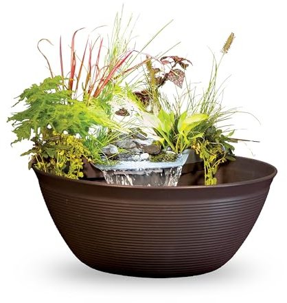 Aquascape 78325 AquaGarden Teich- und Wasserfall-Set, Behälter, Wassergarten, Maße: 23 12,7 cm im Durchmesser und 24,5 cm hoch, Braun