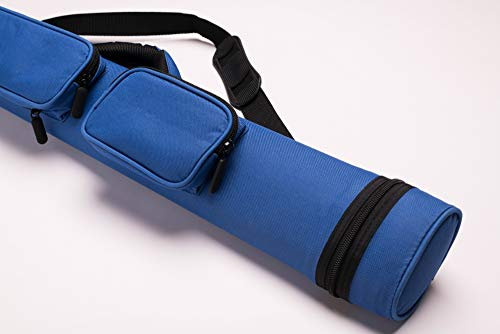 CUEL Billard-Köcher Sport blau 2/2 für Pool-Billard-Queues, mit Schultergurt, Tragegriff und Zwei Seitentaschen für Billardzubehör