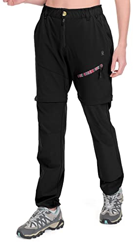 Little Donkey Andy - Pantaloni da trekking convertibili da donna, leggeri, con cerniera, ad asciugatura rapida, UPF 50, Donna, Pantaloni Nero, Large