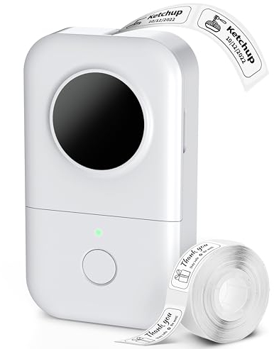 Phomemo D30 Etikettendrucker Maschine, Tragbarer Bluetooth Mini etikettiergerät, Smart Telefon Handheld beschriftungsgerät, Thermo-Aufkleber Klein-Etikettierer Mehrere Schablonen Schriftart-Symbol