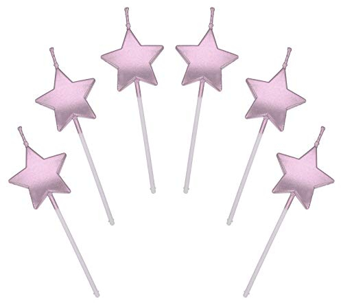 Star Birthday Candles,6 Pcs Metallic Cake Candles for Birthday Wedding Party Cupcakes Topper Decorations,Rose Gold