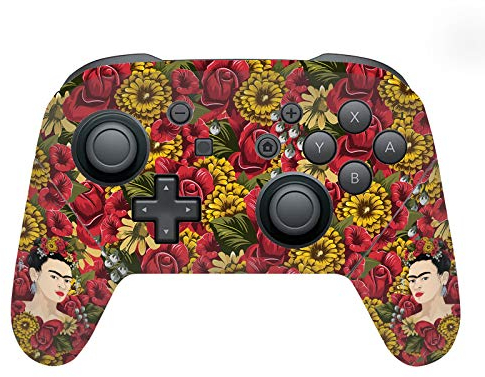 Head Case Designs Offizielle Zugelassen Frida Kahlo Portrait Muster Blumenhaft Vinyl Haut Gaming Aufkleber Abziehbild Abdeckung kompatibel mit Nintendo Switch Pro Controller