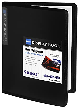 Sooez 30-Pocket Binder with Plastic Sleeves 8.5x11 (Black), Heavy Duty Art Portfolio Folder with Clear Sheet Protectors, Display 60 Pages, Presentation Book for Artwork, Document Organizer Binder
