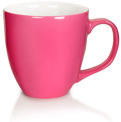 Mahlwerck Jumbotasse, große Kaffeetasse aus Premium Porzellan mit hoch-glänzender Oberfläche, Geschenktasse, Fancy Pink, 400ml