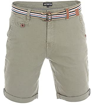 riverso Kurze Hosen Herren Chino Shorts Kurz mit Gürtel Regular Fit RIVKlaas Chinoshorts Bermuda Stretch, Größe:W 42, Farbe:Light Green (52200)