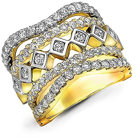 DJMJHG Wunderschöne Geometrische Hohlform Ethnische Hochzeit Frauen Ring 5 Reihe Voll Bling Iced Out Cz Modeschmuck Geschenke 10 Weiß