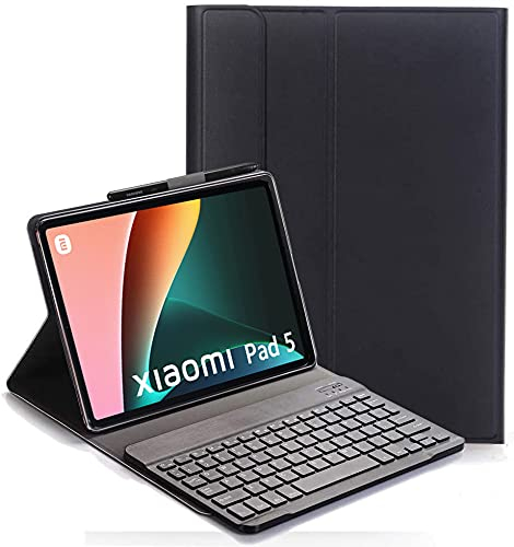 YHFZR Funda Teclado Español Ñ para Xiaomi Mi Pad 5/5 Pro, Español Ultra Slim Teclado Keyboard Case con Magnético Desmontable Inalámbrico Bluetooth para Xiaomi Mi Pad 5/5 Pro 11 Pulgada, Negro