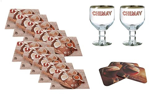 Pierre Trading Ltd Kit degustazione Birra Chimay bicchieri sottobicchieri tovagliette - Set 16 Pz.