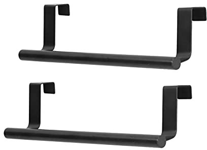 Fafeicy 2pcs Towel Rack Black Hangable Towel Holders Punch Free Nail Free Cabinet Door Towel Rack 430 Stainless Steel Over The Door Towel Bar for Home Hotel(23CM)
