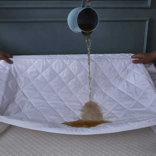 100 % wasserdicht, gesteppter Matratzenschoner Unterbett, Spannbetttuch, Mikrofaser, gesteppt, antiallergen, atmungsaktiv, elastisch, 30 cm extra tief (S/D, 120 x 190 cm)