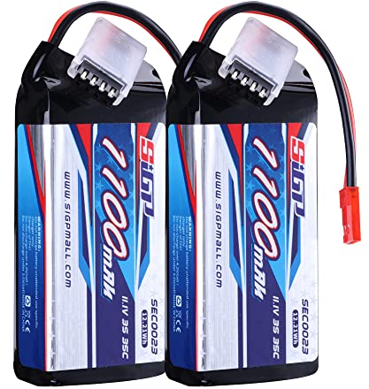 SIGP 11,1V 3S Lipo Akku 1100mAh 35C Soft Pack mit JST Stecker für RC Flugzeug Quadcopter Helicopter Drohne FPV Racing Hobby 2 Stück