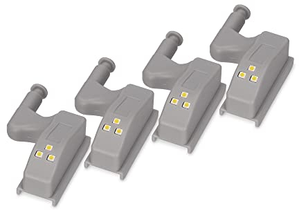 Pack de 4 bisagras LED, Interruptor, Iluminación 3 LEDs, Blanco cálido 3.000K