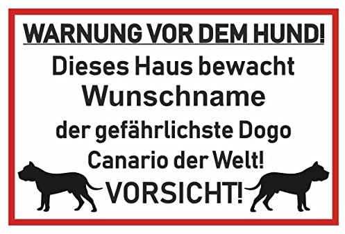 Samunshi® Aufkleber Dogo Canario Warnung - Schild Sticker Hinweisschild Warnschild Vorsicht Hund 50 x 33cm Dogo Canario Warnung schwarz