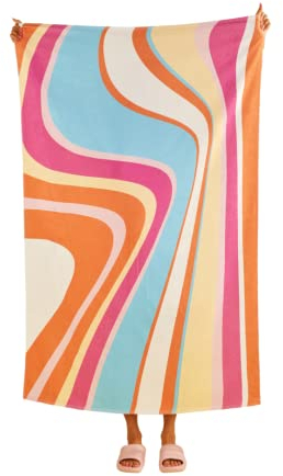 Misomo Strandtuch im Flower-Power Design, 100 x 160 cm, XXL Badetuch, Made in Portugal, Ibiza Luxury Edition
