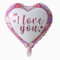 Folienballon Herz 45 cm Luftballon Hochzeit Helium Ballon Heliumballon Deko Liebe XL Geburtstag Party Deko Dekoration bunt JGA Partydeko- Kopper-24 - I love you pink weiß