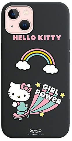 Personalaizer Schutzhülle für iPhone 13 Schwarz mit Hello Kitty Girl Power