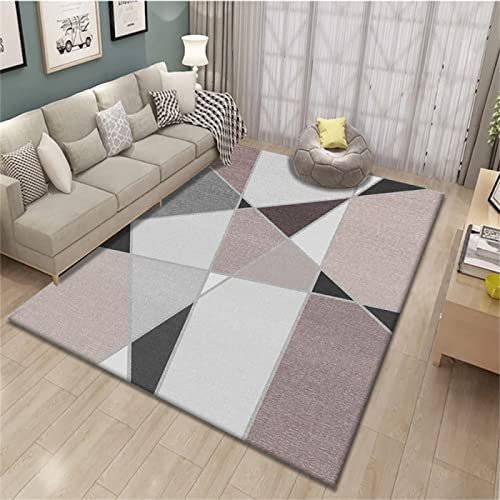 Bettvorleger Schlafzimmer 90 x 150 cm Teppiche Fürs Kinderzimmer lila Runder Teppich Lila Graues Rechteck Modernes Geometrisches Muster Waschbar
