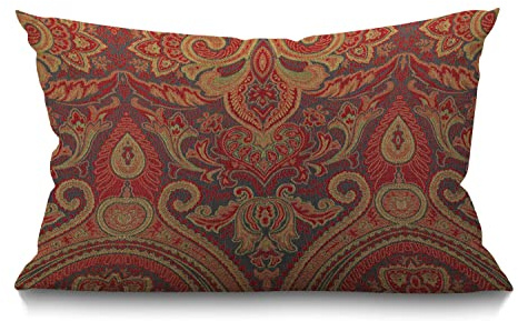 BGBDEIA Kissenbezug mit Paisleymuster, traditionelle Kultur, asiatischer ethnischer Batik-Stil, rechteckig, für Couch, Sofa, Heimdekoration, Baumwollleinen, 30 x 50 cm