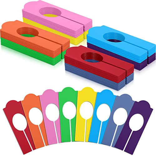 64 Stück 8 Farben Schrankteiler Hängende Kleiderständer Trennwände Rechteckige Schrankteiler für Kleidung Kunststoff Schrankregal Trennwände Wiederverwendbare Kleiderbügel Trennwände für Schrank Tuch