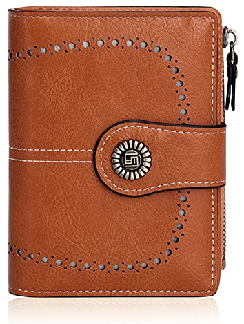 HUA ANGEL Donna Corto Clutch Portafoglio Grande Capacità Cerniera Portamonete Borsa per Monete Pelle PU Pochette da Polso con Multiple Slot per Schede Carte di Credito Contanti Fatture