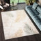 TAPISO Golden Teppich Kurzflor Wohnzimmer Schlafzimmer Luxuriös Creme Gold Grün Blätter Meliert Verwischt Modern Design ÖKOTEX 160 x 230 cm