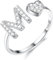 Diamday S925 Sterling Silber Verstellbarer Buchstabe Ring für Damen Mädchen - Herz Stapelbare Offener Initiale Alphabet A-W Personalisierter Ring Mit Großbuchstaben Initialen Schmuck Geschenke