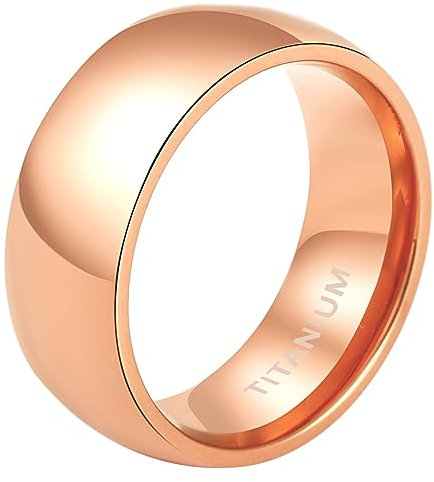 Cupimatch Titan Ring Herren Damen Bandring Finger Ringe Glatt, Ehering Verlobungsring Freundschaftsring Rosegold, Größe 65