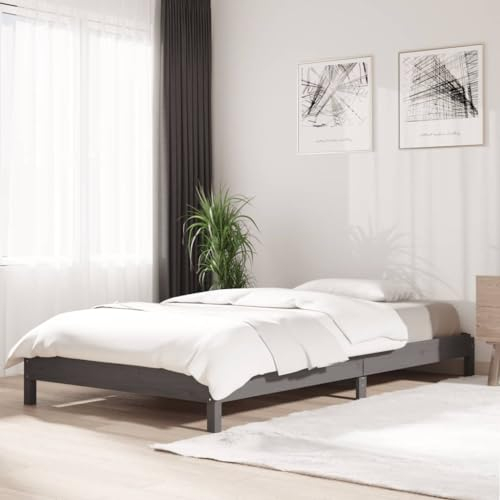 RAUGAJ Betten & Accessoires Stapelbett Grau 90x200 cm Massivholz Kiefer-Möbel