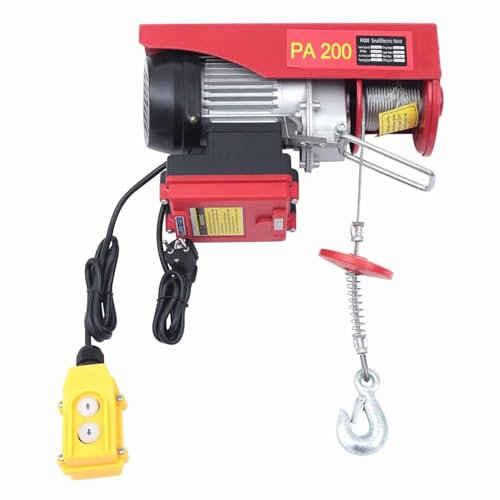 PixCy Elektrische Seilwinde Elektrischer Seilzug Hubhöhe Flaschenzüge Seilwinde Elektrisch Motorwinde Mit Kabelfernbedienung Elektrischer Kettenzug Zum Tragen Von Schweren Lasten,150KG*12M-220V